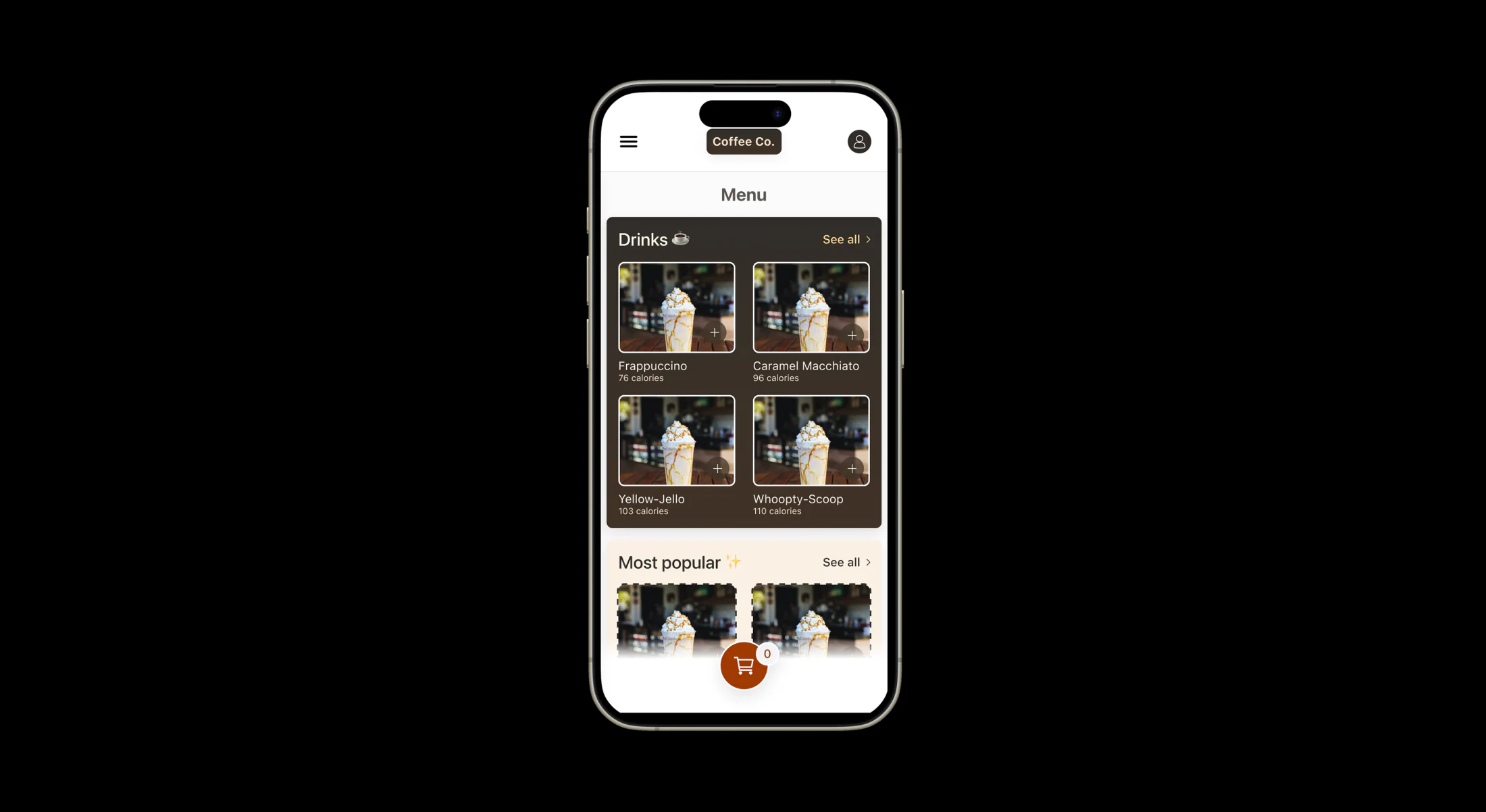 Coffee Co. mobile app screen preview
